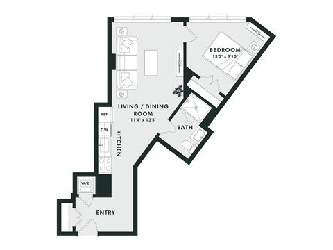 A black and white image of a floor plan for a home.